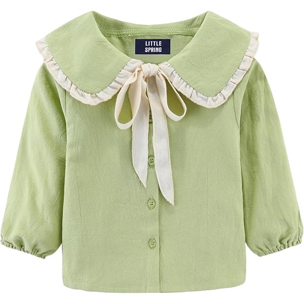 Camisa Infantil Feminina LittleSpring Gola Peter Pan - 100% Algodão