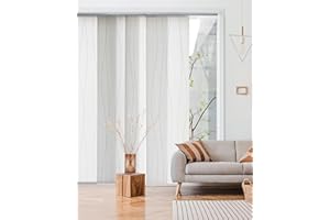 GoDear Design Adjustable Sliding Panel Track Blinds, Vertical Blinds, Hanging Window Blinds, Extendable Track from 45.8" to 86" W, Trimmable Panel Curtains Up to 96", Light Filtering, White, Catch Me