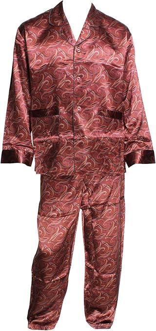 INTIMO Mens Paisley Print Silk Pajamas Large Purple at Amazon Menâs Clothing store