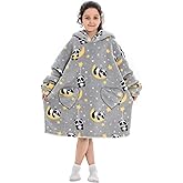Pterygoid Wearable Blanket Hoodie for Kids,Toddler Oversized FLeece Hooded Sweatshirt with Pocket for Children Girls Boys