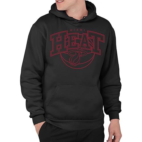 Junk Food Miami Heat NBA Monochromatic Arch - NBA Adult Pullover Hooded Fleece For Men & Women Black