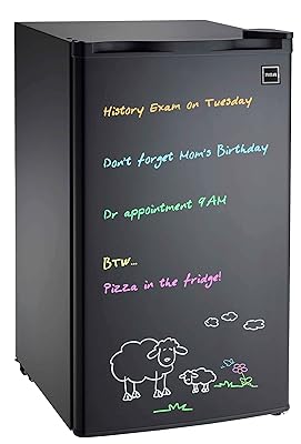 RCA 3.2 cu. ft Fridge Black Erase Board Refrigerator with Neon Markers