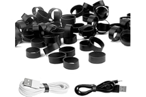 NOTOKE 100 PCS Silicone Rubber Bands, 0.5 Inch Small Black Elastic Rubber Bands Strong Rubberbands, Heavy Duty Non-slip Silicone Band for Wire Cord Cable Management Home Office School Organization