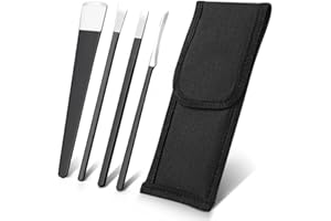 COSITINA 4 PCS Pedicure Knife Set Stainless Steel Ingrown Toenail Knife Correction Foot Scraper Clipper Pedicure Nail Remover Kit with Storage Bag for Calluses Beauty Salon Home Use Foot Care - Black