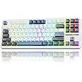 AULA Wireless Keyboard, F87 Mechanical Keyboard Hot Swappable Custom Keyboard, 2.4Ghz/Type-C/Bluetooth Gaming Keyboards, Gasket Structure Linear Greywood Switches RGB Backlit Keyboard for WINS/PC/Mac