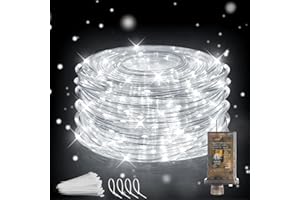 Heceltt 147ft LED Rope Lights Outdoor,450 LED Tube Lights with 8 Modes, IP65 Waterproof LED Rope Lighting for Patio Eaves Pool Party Backyards Garden Holiday Lights Decoration(Cool White)