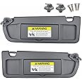 Pair of Left and Right Sun Visors with retiners and Screws for Honda Civic 2006 2007 2008 2009 2010 2011 (Dark Gray)