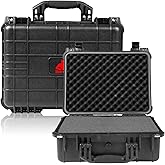 Jack Boss 16x 12.8x 6.8 Inch Hard Case, Portable Weather Waterproof Protective Camera Case with Customizable Foam, Fit Use of Drones, Camera, Equipments, Black