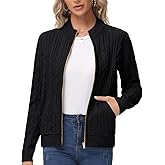 KANCY KOLE Women's Zip Up Sweaters Jacket, Cable Knit Chunky Cardigan Sweater with Pockets, Fall Winter Clothes