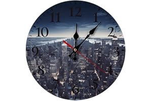 NTVOWPZO 10 Inch Wall Clock New York City Battery Operated Wall Clocks Silent Non-Ticking Round Wall Clock for Living Room Ki
