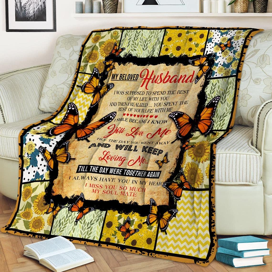 To My Husband Blanket, Love Family Fleece Blanket Fleece
