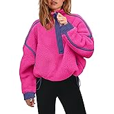 Panadila Womens Half Zip Sherpa Fleece Pullover Soft Oversized Sweatshirt with Pockets Warm Fuzzy Sweater