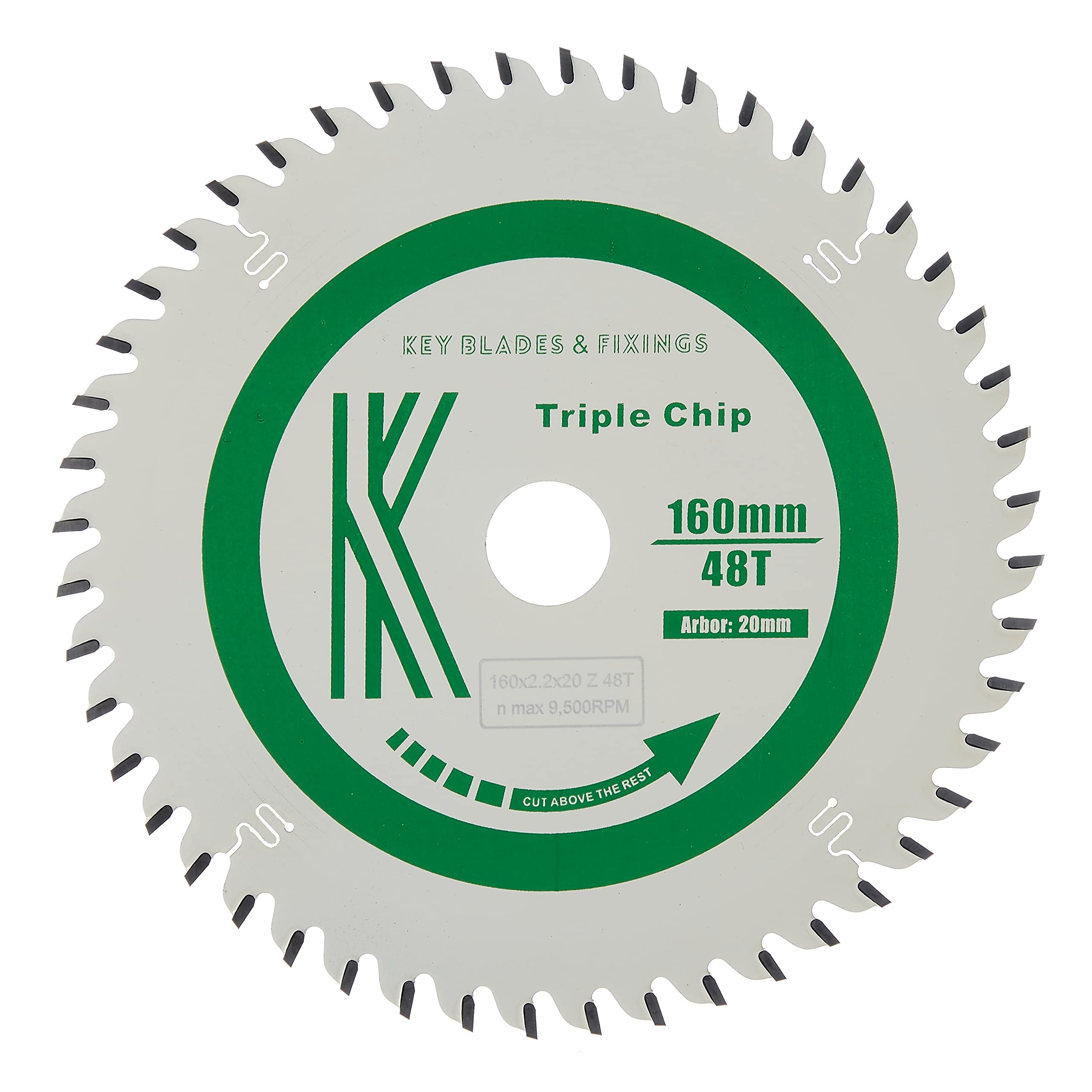 2206 - Key Blades and Fixings 160mm X 20mm X 2.2mm 48T Triple Chip for Solid Surface (Zenith,Trespa Etc.) Teflon Coated Professional Quality Saw Blade Best for Quality and Price