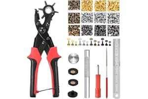 YIDAAN Belt Hole Puncher with 240 Sets of Leather Rivets - Updated Hole Sizes Puncher for Belt, Watch Band, Strap, Dog Collar, Saddle, Shoes, Fabric, DIY Home or Craft Project