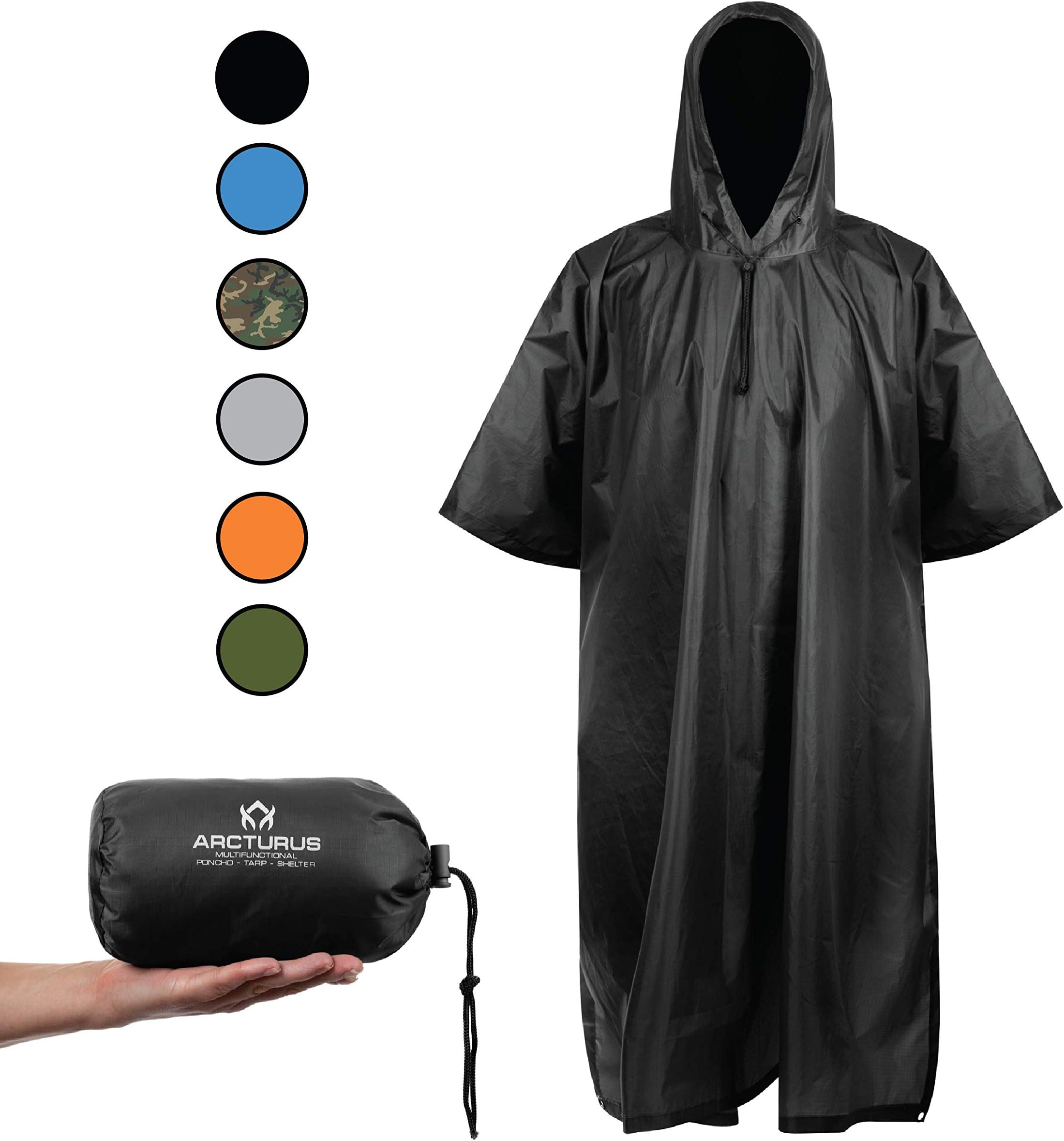 Arcturus Lightweight Ripstop Nylon Poncho with Adjustable Hood