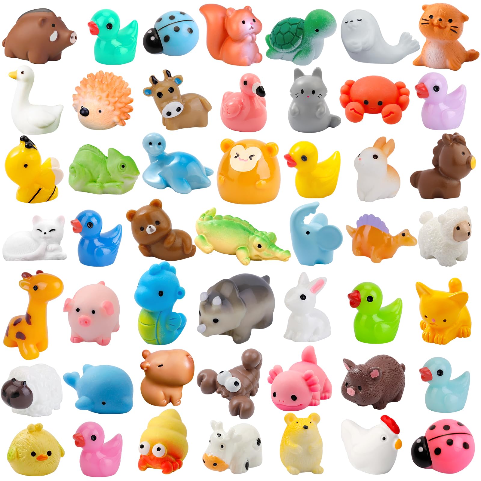 WIURGOHA 50 Pcs Mini Resin Animals 50 Styles Tiny Resin Animals Figurines Bulk for Fairy Garden Miniature Dollhouse Accessories Hide Crafts Decor