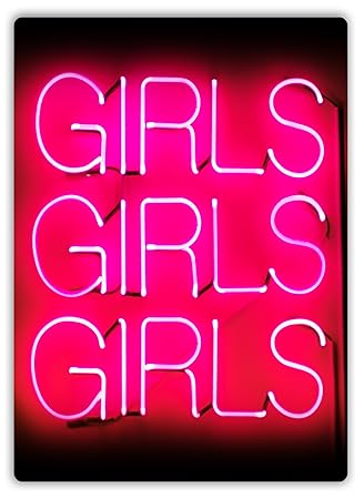 Metall-Wandschild mit Aufschrift „Girls Girls Girls“ in Neon
