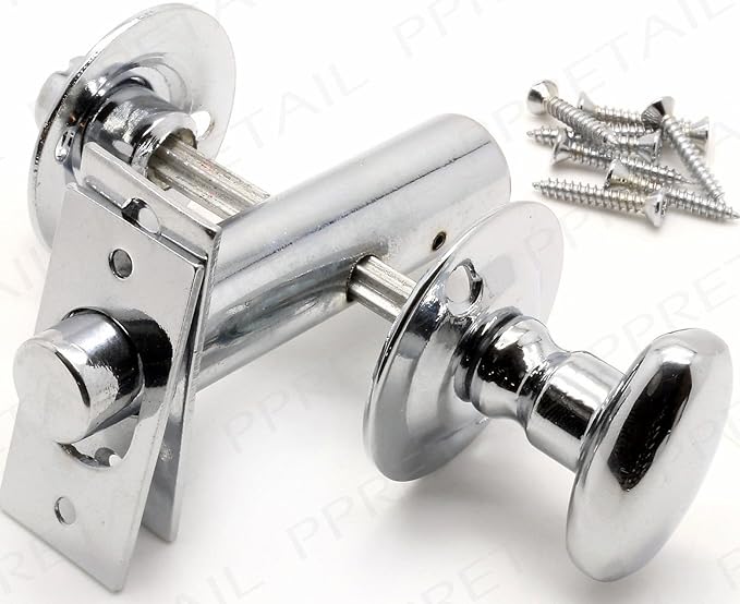CHROME PRIVACY THUMB TURN+SCREWS Bathroom Toilet Door Security Lock