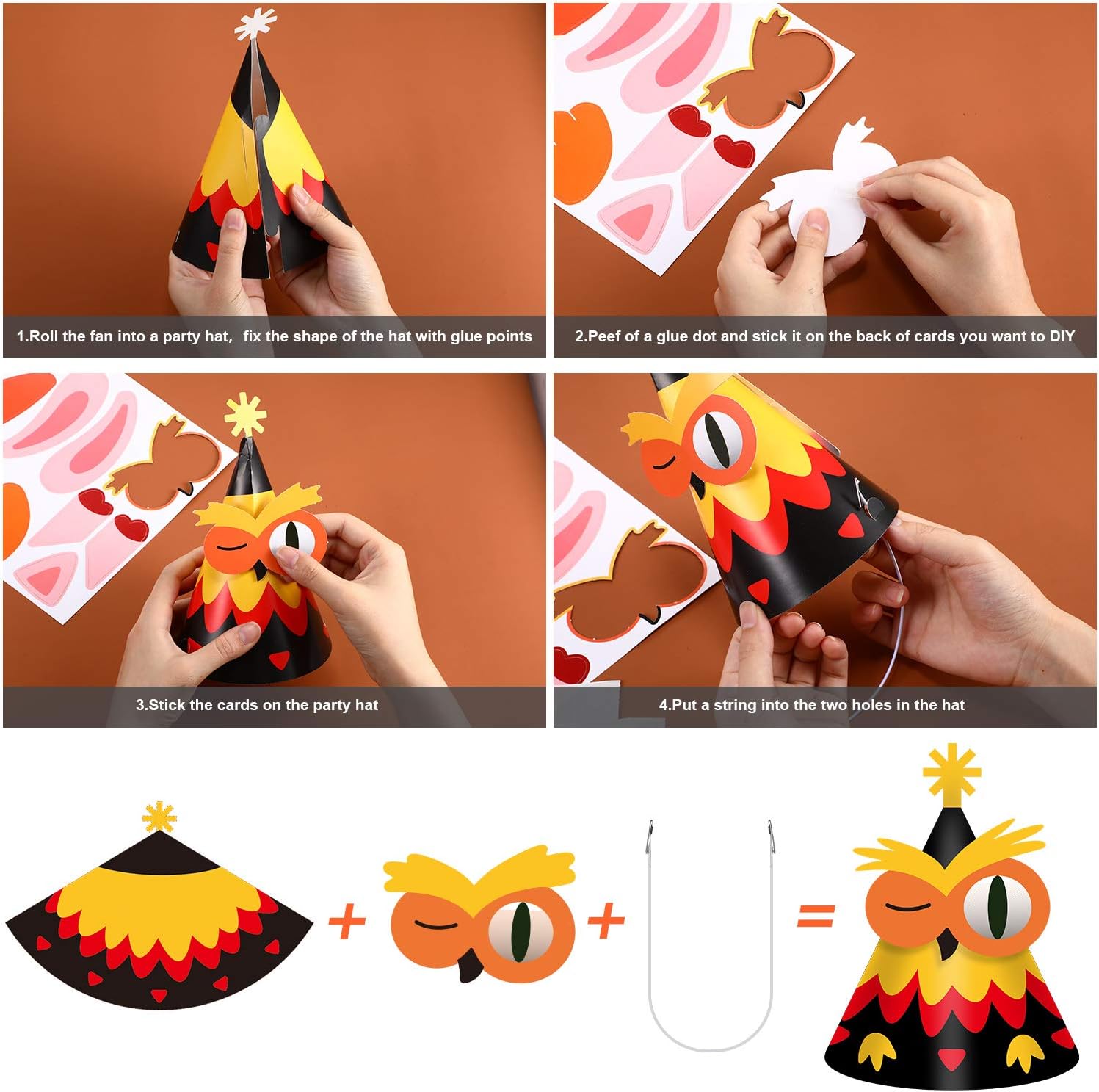 14 Pieces Party Cone Hats Kit DIY Animal Paper Hats with for Birthday Party Baby Shower Celebration, Fun Hats Making Activity for Kids: Toys & Games