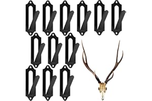 RETAINBRE 12 Pack Deer Mount Hanger European Mount Skull Hangers Wall Mount Bracket Kit Black Skull Hooker with Easy Installation Kits for Indoor Outdoor Small Game Animals