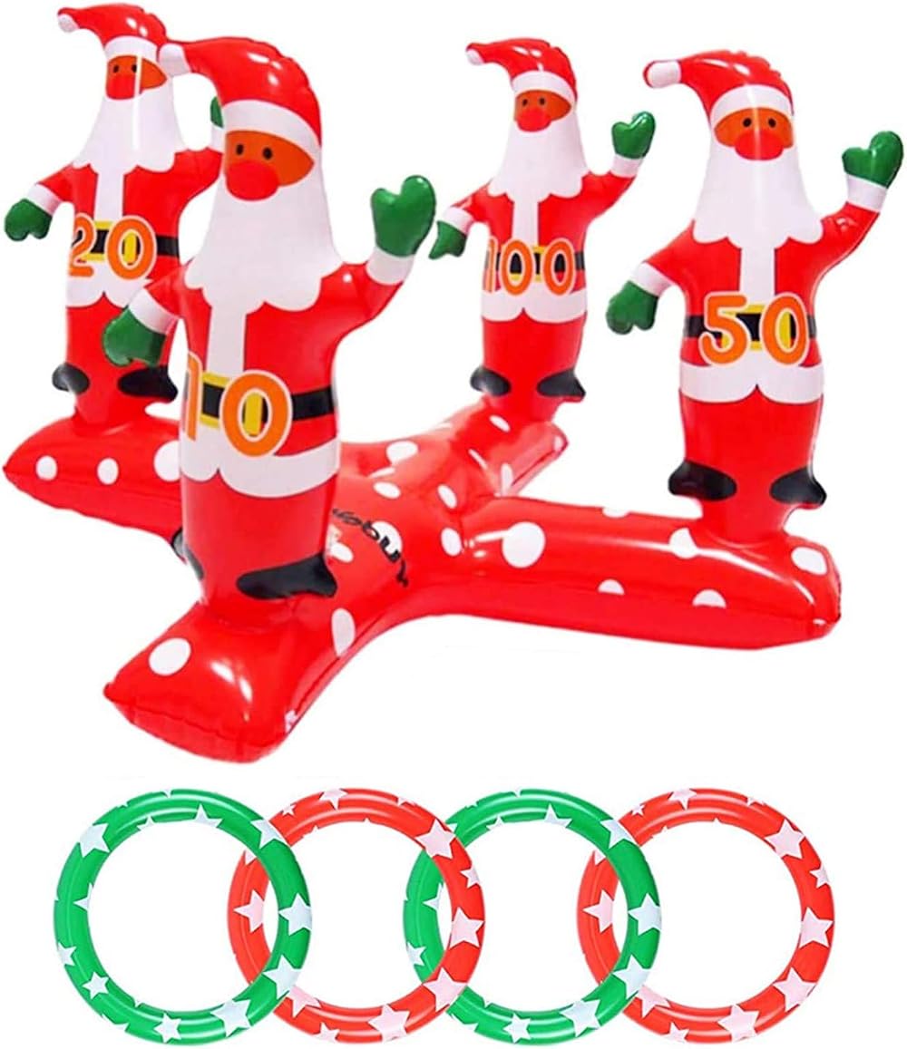 MORAINJAY Inflatable Nutcracker Ring Toss Game Kids Adults Christmas Party Toy
