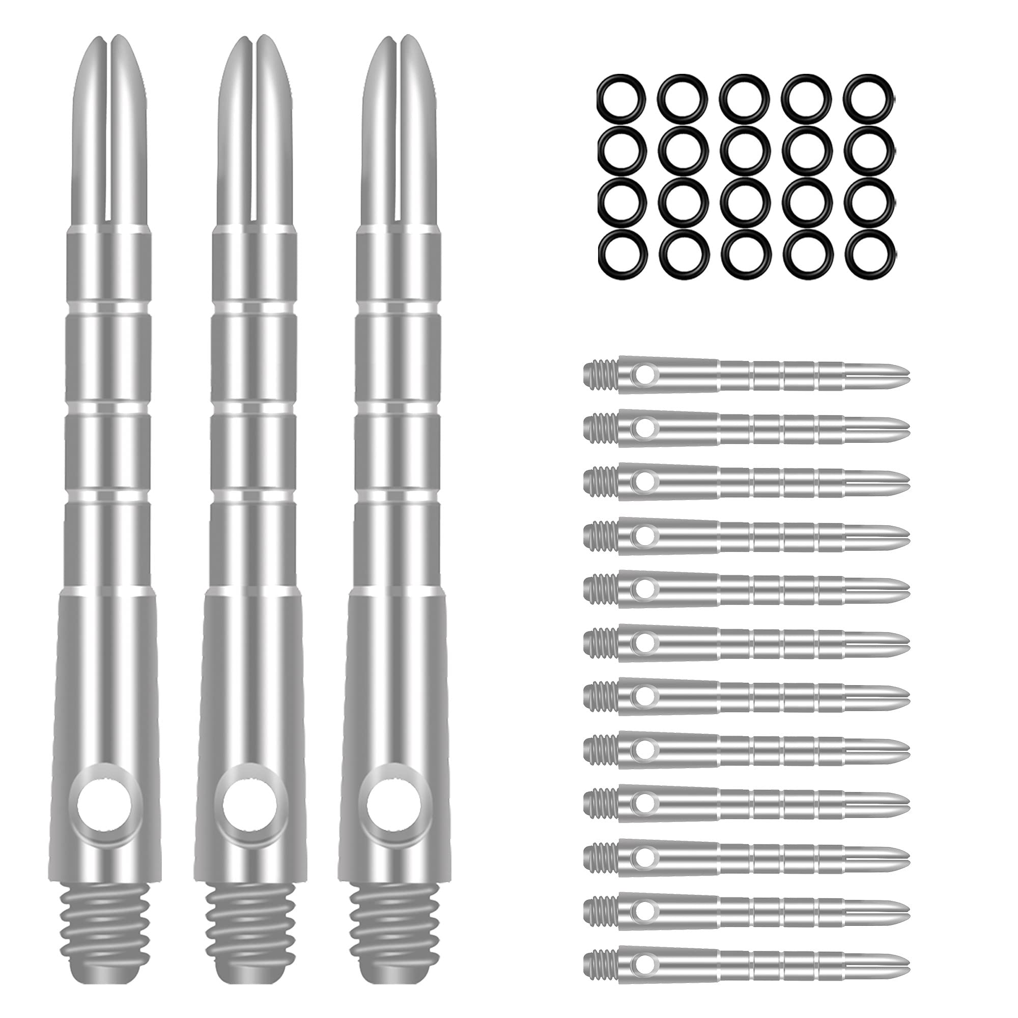 CyeeLife Pro Dart Shafts Aluminium 15pcs with 20pcs Rubber O Rings,Silver 40mm