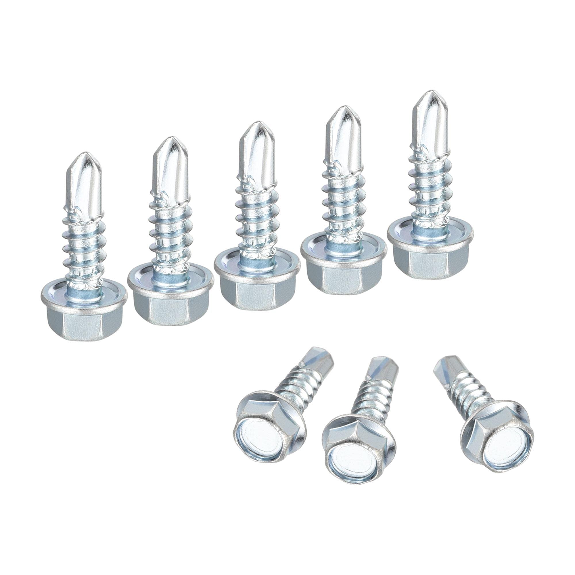 sourcing map Hex Washer Self Drilling Screws, #8 x 1/2" Carbon Steel Hex Flange Sheet Metal Tapping Screw 50pcs