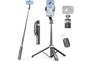 51" Selfie Stick Tripod, Extendable 4 in 1 Aluminum Phone Tripod with Wireless Remote & Detachable Phone Holder Cell Phone Tr