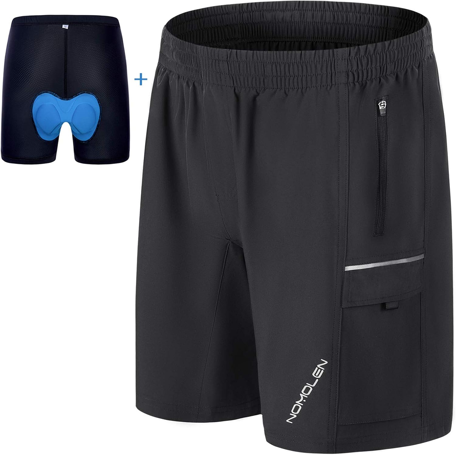 Nomolen Men's Mountain Bike Shorts 3D Padded Lightweight Quick Dry MTB Cycling Bicycle Shorts Loose-Fit: Clothing