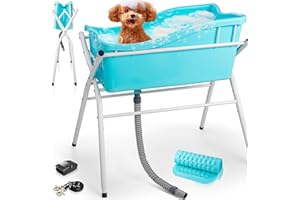 ACCUCRAFT Dog Bath Tub, Portable Dog Washing Bathing Station, 3 Levels Elevated Foldable Dog Bath for Shower and Grooming, Collapsible Shower Bathtub Pet Tub for Small and Medium Size Dogs