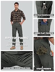 SPOSULEI Men's Cargo Work Pants Waterproof Ripstop