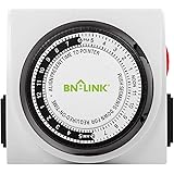 BN-LINK Heavy Duty Mechanical 24 Hour Timer Dual Outlet 3-Prong Accurate Indoor for Lamps Fans Christmas Lights White AC 1875