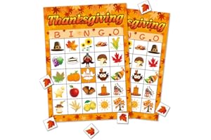 OMGOUUE Thanksgiving Day Bingo Game Party Supplies Gift for Kids Adult 24 Player