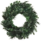 Larksilk Green Deluxe Christmas Wreath, 24 in, Double-Sided, 150 Tips | Large plain pine wreath for front doors, windows, mantels and outdoor Christmas decor; ready to decorate; pack of 1