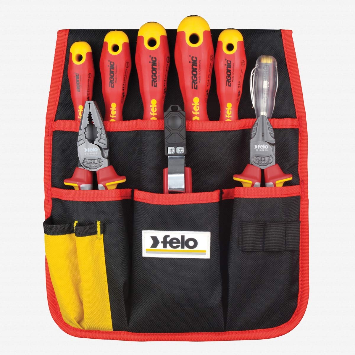 Felo 41399504 Bag with 9 Tools, Black and Red