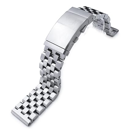 22mm Super Engineer II Solid Stainless Steel Straight End Watch Band Diver Wetsuit Ratchet Buckle, Brush