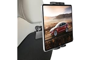 woleyi Car Headrest Tablet Holder for Tesla Model 3/Y, Back Seat iPad Holder for Car Mount, Travel Tray Car Accessories for Kids for 4-12.9" iPad Pro/Air/Mini, Galaxy Tab/Z Fold, Fire HD, Switch,Phone
