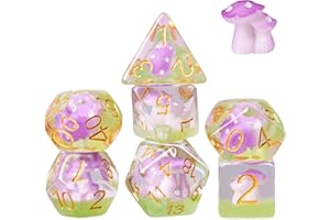 UDIXI Mushroom DND Dice Set, 7 Piece D&D Polyhedral RPG Dice for Dungeons and Dragons Role Playing Game and Other Tabletop Games (Purple)
