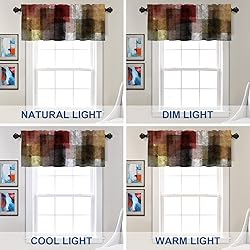 Batmerry Brown Art Oil Valance Curtains,Red