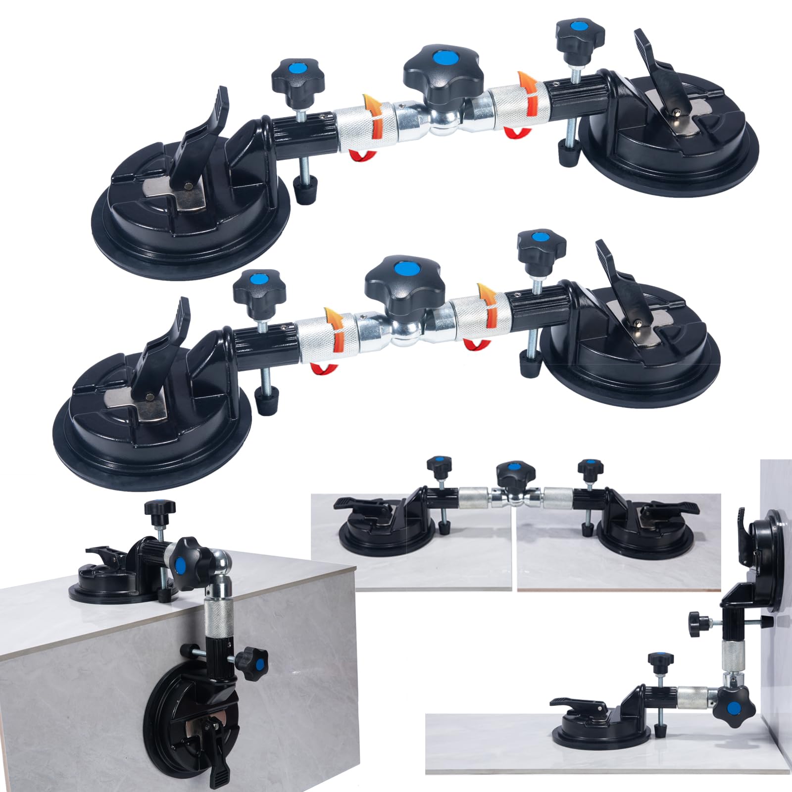 Photo 1 of 2PCS Right angel Stone Seamless Seam Setter with 6 inch Suction Cups?90 Degree Countertop Granite Tile Installation Tool for Stone Marble Slab Glass Joining and Leveling