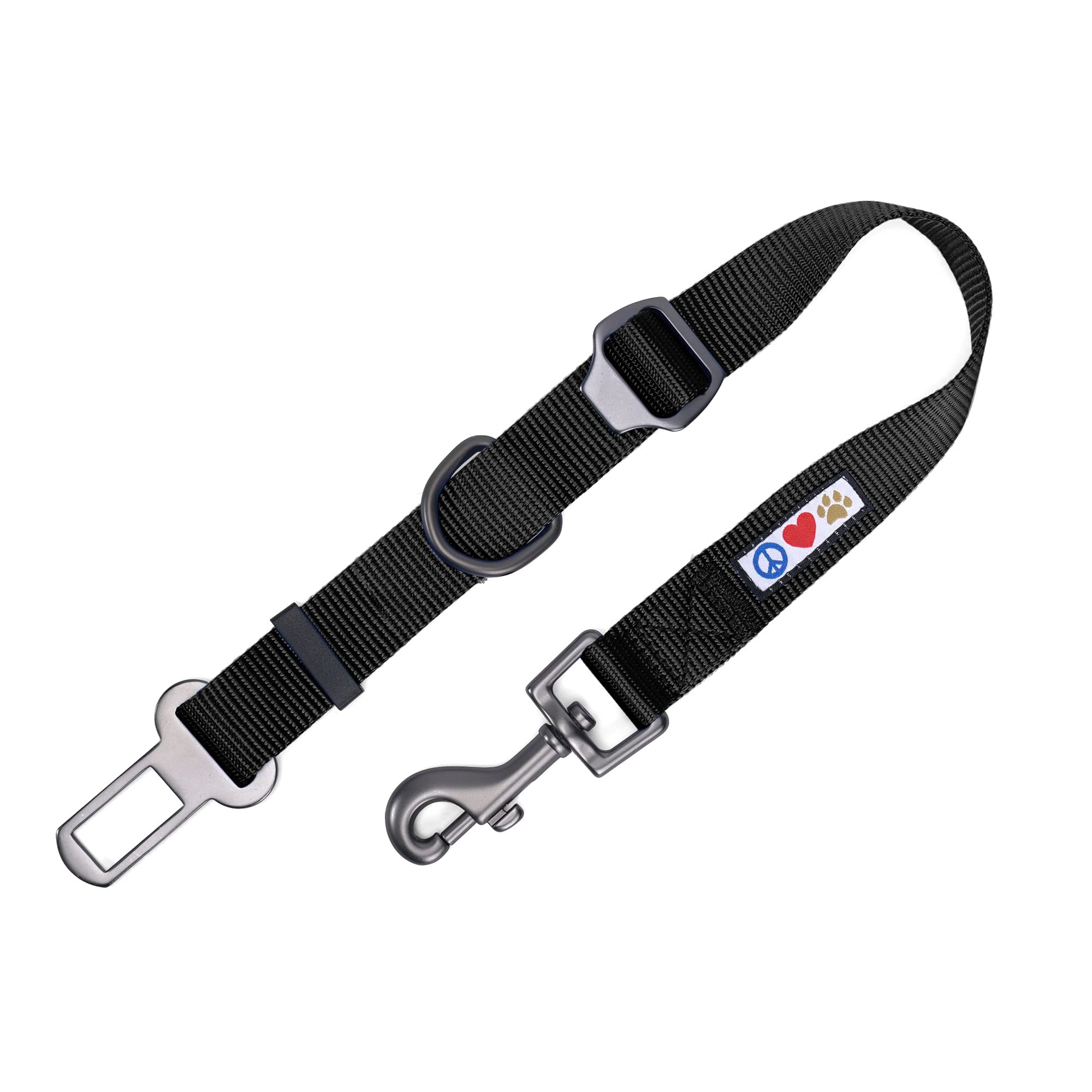 Pawtitas Dog Car Seat Belt | Pet Safety Seat Belt with Adjustable Lead for Small, Medium and Large Dogs | Keep Your Dog Secure in The Car | Dog Seat Belt with Extendable Lead - Black