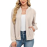 Viracy Women's Full Zip Up Cardigan Sweater Lightweight Casual Long Sleeve Jackets with Pockets