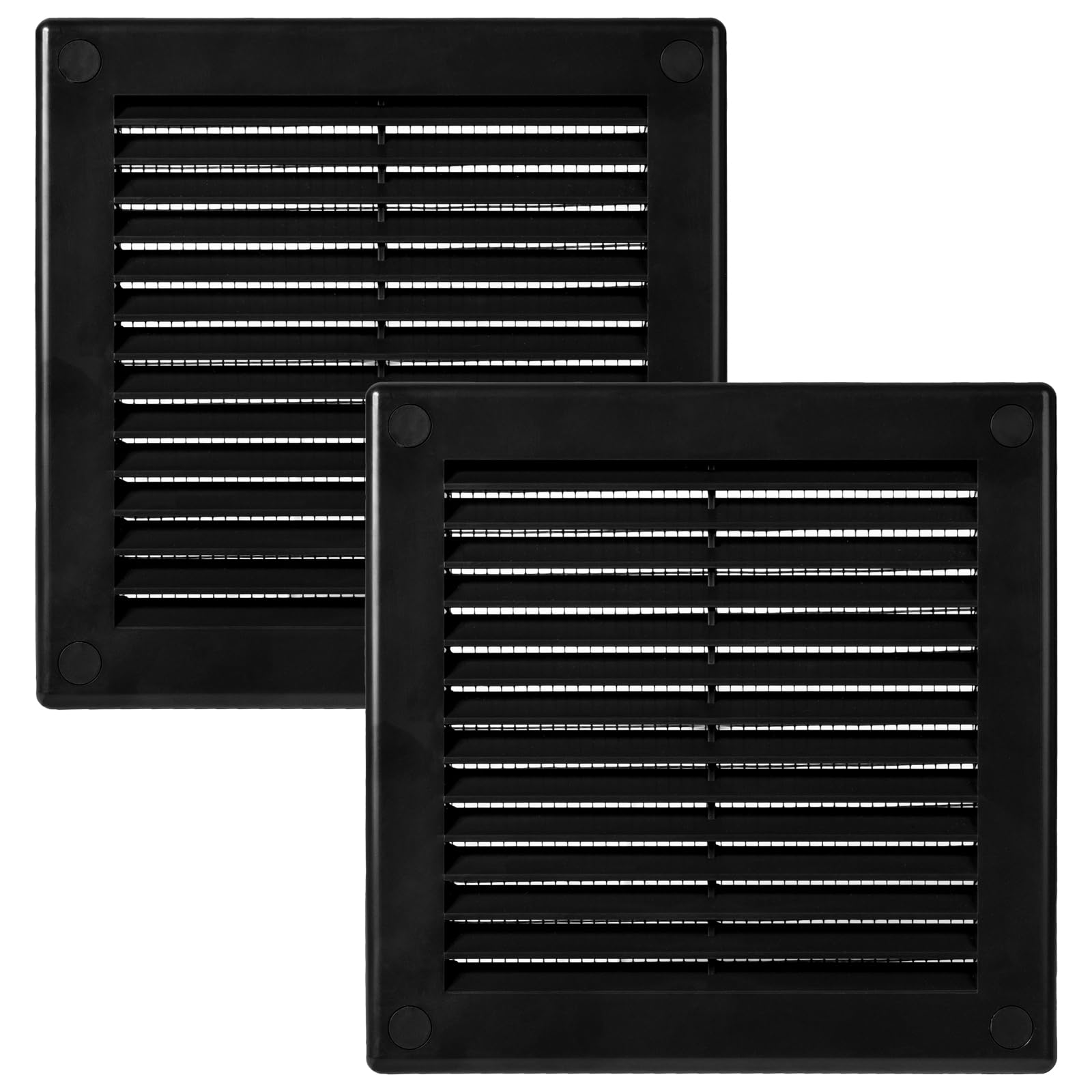 Vent Systems 250 x 250 mm / 10'' x 10'' Inch Black Soffit Vent Cover - Pack of 2 - Flat Square Air Vent Louver - Grille Cover - Built-in Insect Screen - HVAC Vents for Bathroom, Home Office, Kitchen — image 1