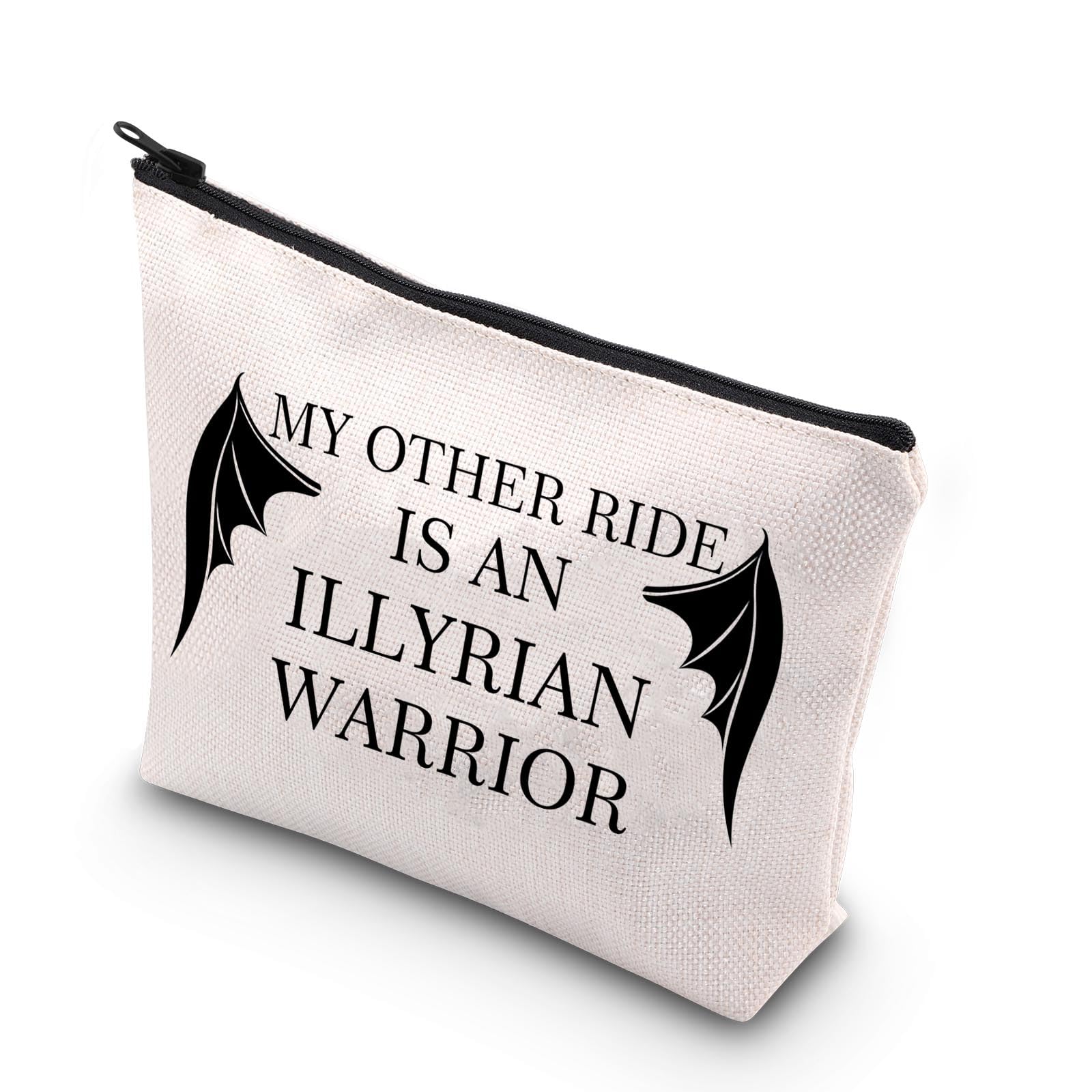 PLITI Bat Boys Gift ACOTAR Makeup Bag Night Court Velaris Gift ACOTAR Fans Gift My Other Ride is an Illyrian Warrior Gift (Illyrian WarriorU)