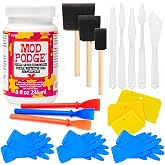 Mod Podge Puzzle Saver Glue Kit, Adhesive Brushes for Jigsaw Puzzles, Boards, Mats, Pixiss Accessory Kit with Glue Spreaders, Gloves, Brushes, Palette Knife Set
