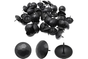 YuGtcen 50pcs Big Upholstery Tacks, Decorative Nails Thumb Tacks Metal Upholstery Nails for Wood Upholstery Pins Vintage Furniture Tacks (25x23mm, Matte Black)