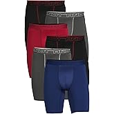 AND1 Large (36""-38"") Assorted 9"" Inseam 6 Pack ProPlatinum Performance Boxer Briefs, Red Blue Black Grey