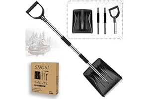 4-Section Detachable Snow Shovel with 32x23cm Blade, D-Grip Handle & Anti-Slip Sponge, 112cm Heavy Duty Aluminum Alloy Shovel