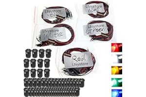Ltvystore 50Pcs 3MM 12V LED Pre Wired Prewired 7.87 Inch Lamp Light Bulb Prewired Emitting Diode Assorted Color & 50Pcs Black 3MM LED Plastic Clip Holder Display Panel