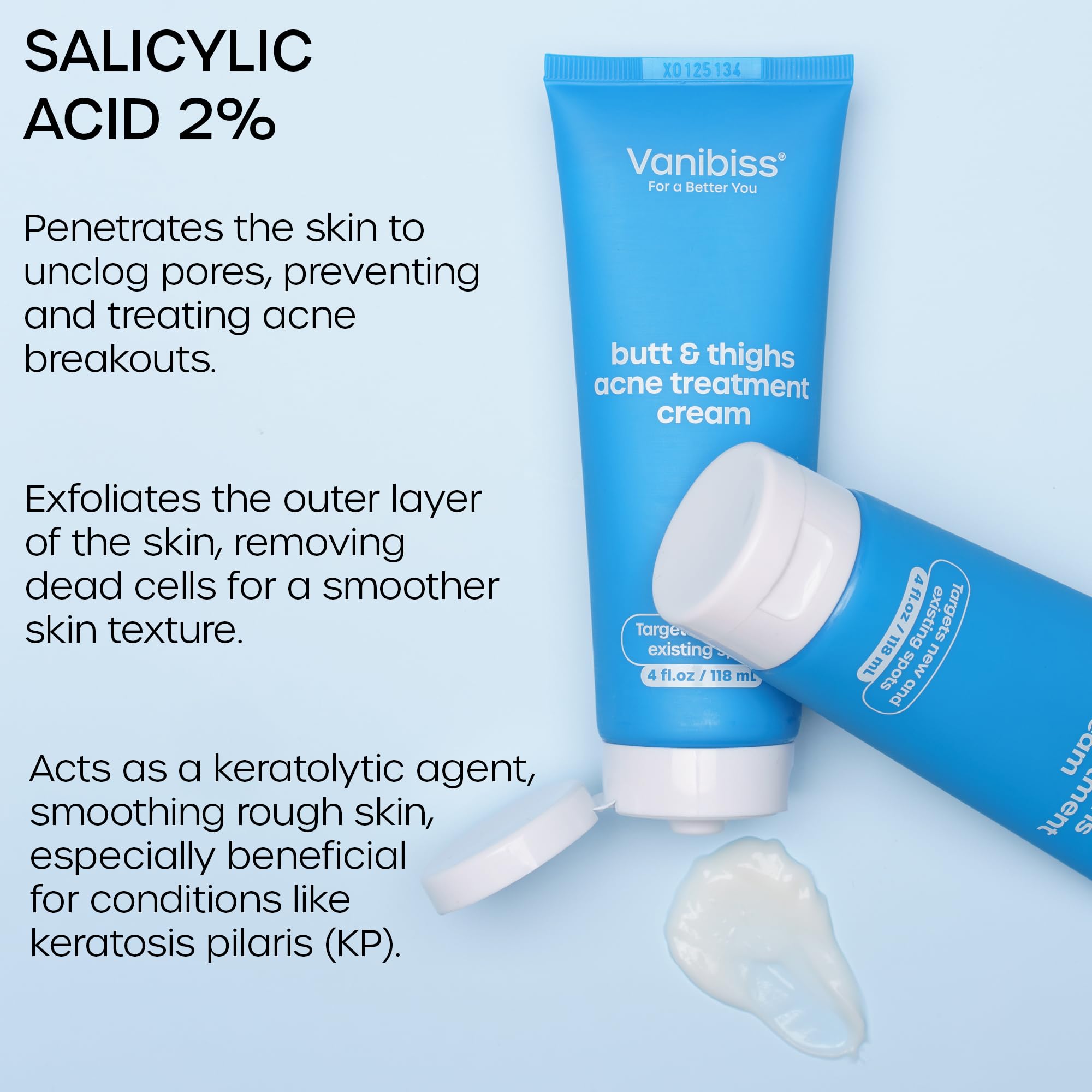 Vanibiss Butt and Thighs Acne Treatment Cream & Foot Anti Blister Balm - Bundle